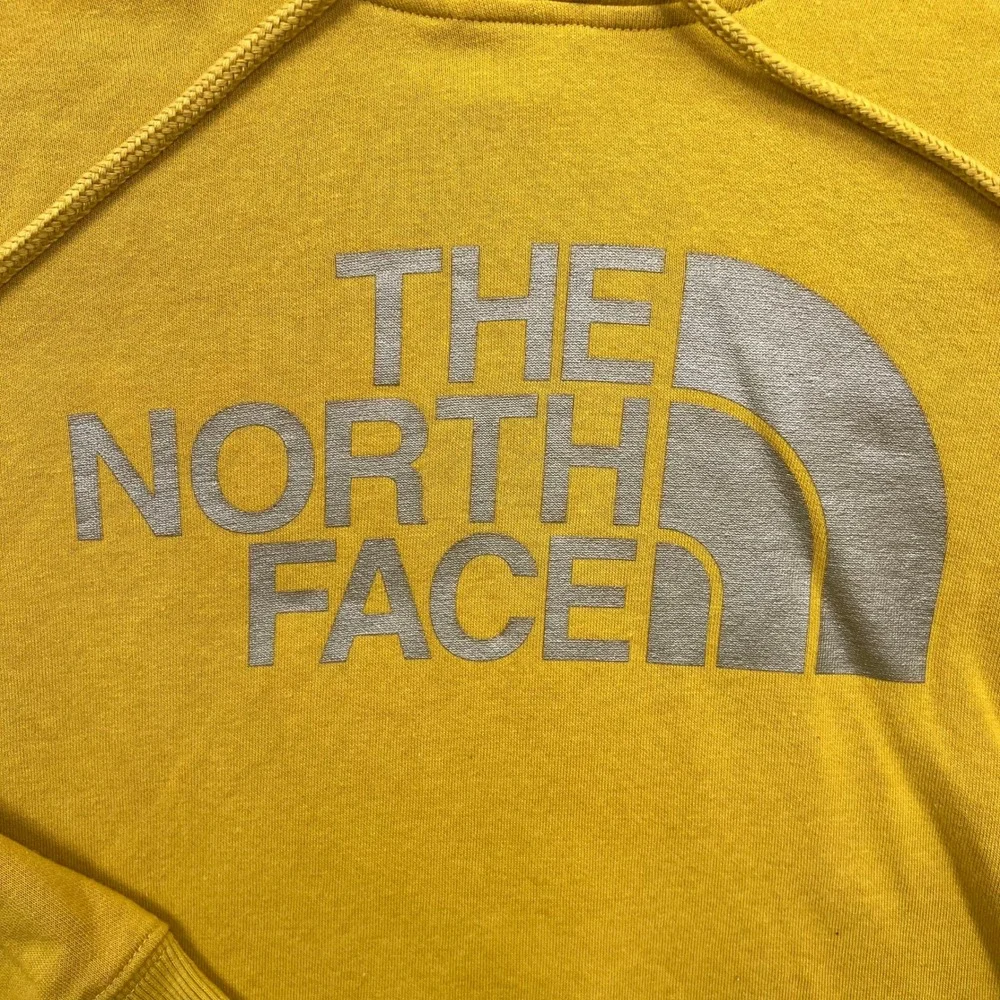 The North Face Hoodie Womens XL Yellow Gold Logo Pullover Sweatshirt Raglan